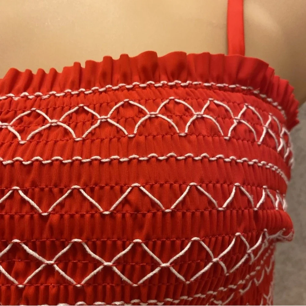 Xhilaration Red Smocked Bikini Top